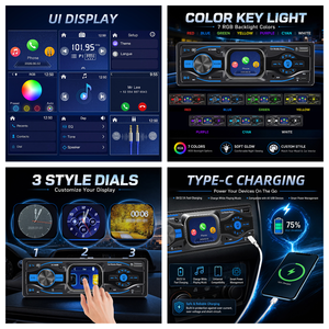 Reproductor MP3 para Auto Podofo 1 DIN con Pantalla Táctil de 2.2'', Bluetooth Dual, USB/SD/AUX/FM, Carga Rápida Tipo-C, <span class=keywords><strong>Radio</strong></span> para Auto OEM/ODM - Product Image 3