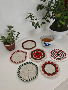 Handmade Crocheted Wood Coasters Non-Toxic Classic Style Protect Desktop Home Decoration - Product Image 5