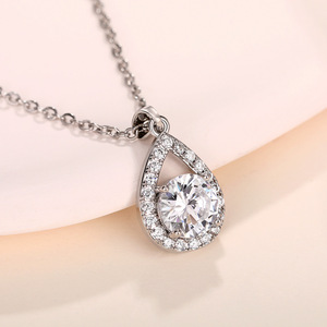 Collana con pendente a goccia di zircone per donna, semplice catena a forma di pera, gioielli alla moda - Product Image 2
