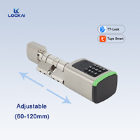 Serrure de porte électrique biométrique numérique à empreinte digitale, connectée WiFi, application Tuya, Cloud, en alliage d'aluminium de grade C, avec clé et cylindre européen pour bois