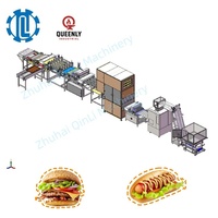 Ligne de formage automatique de pains à hot-dogs, machine à façonner la pâte motorisée contrôlée par PLC, production commerciale de hot-dogs et de hamburgers