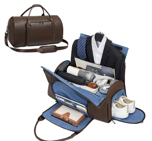 Sac de voyage en PU de grande capacité pour hommes, avec <span class=keywords><strong>fermeture</strong></span> <span class=keywords><strong>éclair</strong></span>, étanche, séparation sèche/humide, motif géométrique, compartiment à chaussures indépendant - Product Image 1