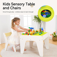 Ensemble table et chaise sensorielle en bois 4 en 1 au design moderne pour tout-petits avec tiroirs de rangement pour le salon des enfants