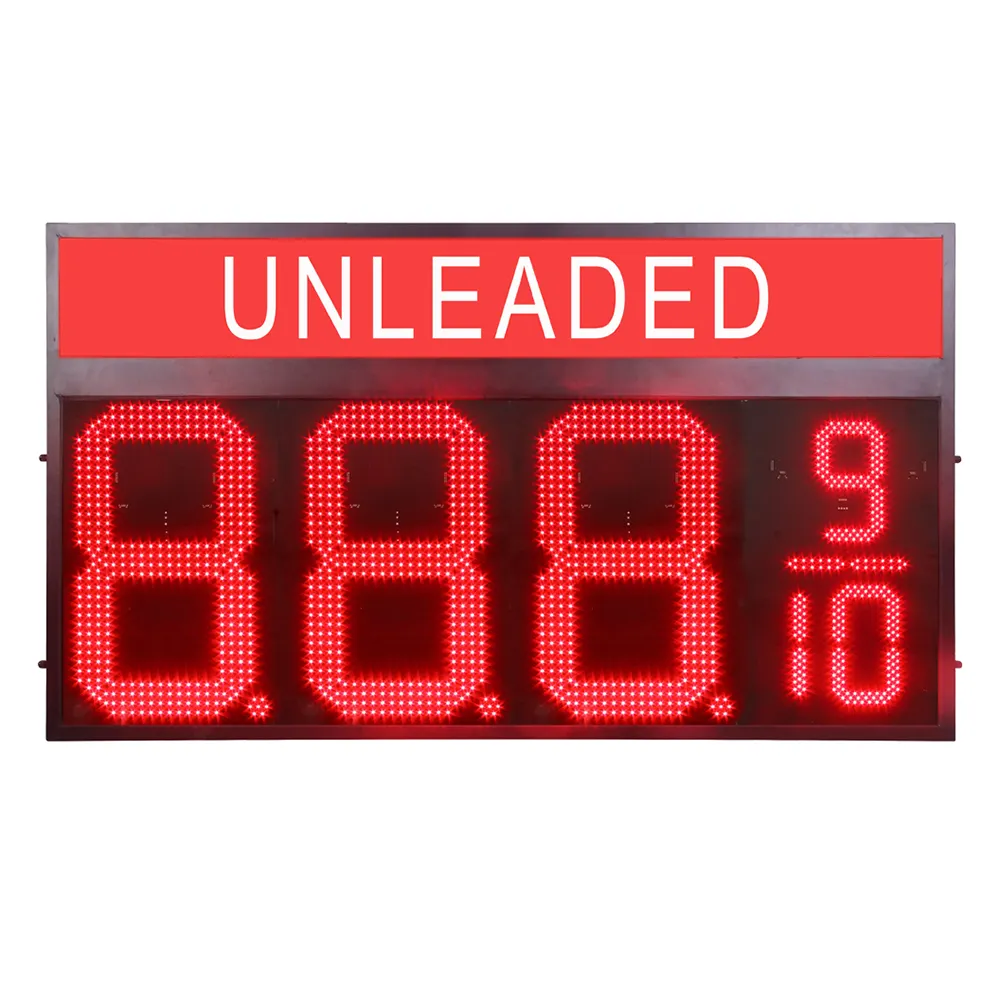 24 "888910 लाल गैस स्टेशन मूल्य संकेत इलेक्ट्रॉनिक आरएफ रिमोट संचालित डिस्प्ले वाटरप्रूफ पैनल