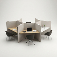 Modern Modular Pod Acoustic Wood Office Partitions & Furniture for Commercial Spaces-2 Seat Desk Cubicle Workstation Sofa