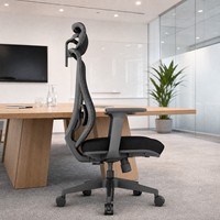 Chaise de bureau ergonomique en maille, chaise de direction pivotante à roulettes avec appui-tête réglable et soutien lombaire pour poste de travail de personnel de bureau