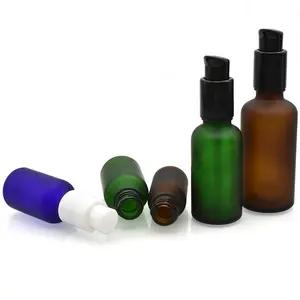 refilled 30ml 50ml 100ml cosmetic packaging frosted glass essence pump bottle with pump cap