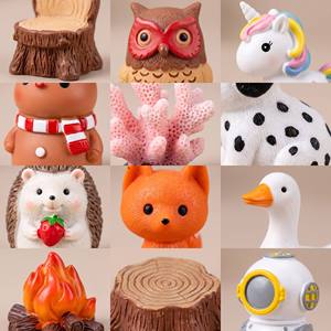 Escena <span class=keywords><strong>de</strong></span> camping en el bosque, tienda <span class=keywords><strong>de</strong></span> campaña, fogata, oso, zorro, unicornio, dragón, reno, búho, casco <span class=keywords><strong>de</strong></span> buceo, casa, mini escena <span class=keywords><strong>de</strong></span> paisaje, juego infantil - Product Image 3