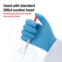 Mini-pipette de laboratoire en plastique, manuelle, monocanal, haute précision, ergonomique, codée par couleur, compatible IVD, universelle, pointe 200 µl