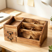 Organisateur de bureau en bois, armoire de rangement multi-tiroirs, boîte à papeterie avec poignées pour le bureau, la salle d'étude, le rangement des fournitures d'artisanat