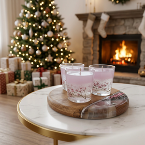Bougie parfumée à la rose dans un récipient avec un design de fleurs réelles, verre rond, décoration intérieure moderne, sans gouttes, style moderne, Noël, hiver - Product Image 4