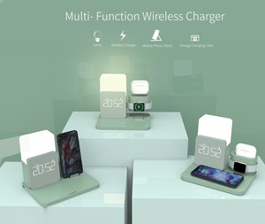 Đế Sạc Nhanh Có Đồng Hồ + Đèn Ngủ + Tai Nghe Nhét Tai/Đồng Hồ Bộ Sạc Không Dây Sạc Nhanh Đồng Hồ Báo Thức - Product Image 2