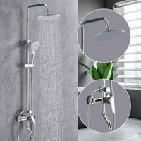Ensemble de robinet de douche à trois fonctions en laiton avec pommeau de douche à jet de pluie pour bain et sortie d'eau de toilette pour le bain