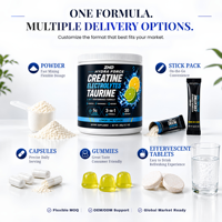 Formule de créatine, d'électrolytes et de taurine, poudre de nutrition sportive pour la force musculaire, l'hydratation et la récupération, R&D, OEM, ODM, étiquette privée