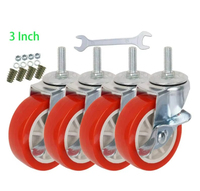 Roulettes universelles en PVC de 50 mm (2 pouces) avec tige filetée, roulettes pivotantes légères pour meubles et chariots
