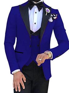 Traje de 3 Piezas (Chaqueta+Pantalón+Chaleco) con Solapa Negra para <span class=keywords><strong>Hombre</strong></span>, Traje de Novio Entallado Hecho a Medida, Traje de Boda Personalizado - Product Image 3