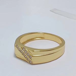 Anello Vintage da Uomo con Zirconi Cubici in Argento Sterling 925 Placcato Oro 18K, Anello di Promessa Maschile, Idea Regalo - Product Image 5