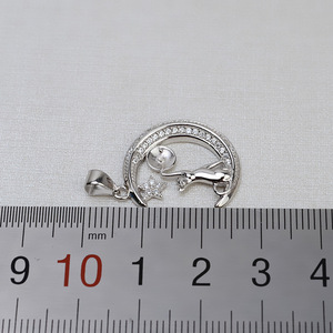 Accesorios de Plata S925 para DIY, Colgante de Corazón 7-8 mm para Mujer, Cadena de Clavícula con Colgante de Luna y Cabello de Feto, Collar de Perlas, Dijes Finos Vacíos - Product Image 3