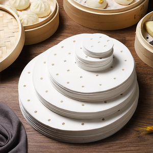 Disposable Round Non Stick Steamed Bun Paper Liner White 10cm 15cm 20cm For Steamer Kitchen Use - Product Image 1