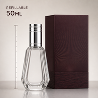 Flacon de parfum en verre découpé sur mesure, vide, avec bouchon argenté, flacon atomiseur de luxe rechargeable, vente en gros