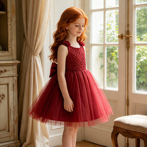 Abito <span class=keywords><strong>da</strong></span> Principessa per <span class=keywords><strong>Bambina</strong></span> di 1 Anno, Stile Compleanno 2026, <span class=keywords><strong>Vestito</strong></span> <span class=keywords><strong>da</strong></span> Festa con Fiocco Posteriore Staccabile - Product Image 5