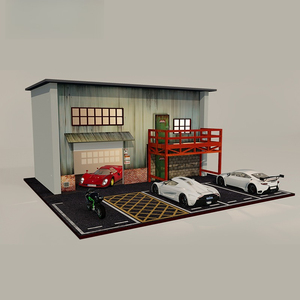 Modèle de scène de stationnement de <span class=keywords><strong>garage</strong></span> américain 1:64, petite maison en bois, modèle de voiture de simulation artisanal - Product Image 4