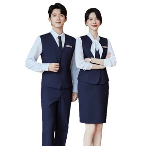 Women's Professional Vest Suit Solid Color V-neck Slim Fit For Hotel Front <b>Desk</b> Beauty Salon <b>Work</b> Uniforms - Product Image 5