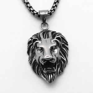 Yunnique – collier avec pendentif tête de Lion en acier inoxydable pour hommes, style Punk, bijoux en forme d'animal, Design géométrique - Product Image 2