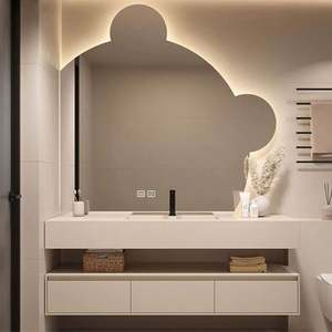 White ultra High Appearance Value Cream Wind <b>Bathroom</b> Cabinet Single <b>Bathroom</b> Vanity with <b>Smart</b> <b>Mirror</b> - Product Image 5