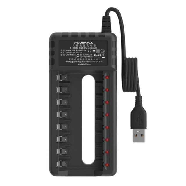 PUJIMAX Eight Slot USB 2.0 Charging Cable Universal Battery Charger for Nimh Nicd AA AAA Batteries Wholesales