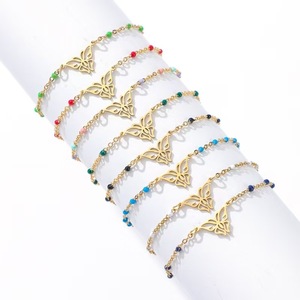 Bracelet en acier inoxydable en forme de lune, design goutte d'eau, perles colorées, bijoux de mode unisexe, cadeau - Product Image 3
