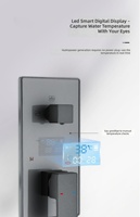 Système de douche de salle de bain intelligent avec affichage de la température hydroélectrique, panneau en verre trempé gris bronze de luxe, effet pluie