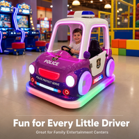 Voiture à pédales LED de police avec sirène et barre lumineuse pour enfants, idéale pour parcs d'attractions et centres commerciaux