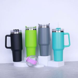 2026 Wholesale Hot Selling 40 Oz Ice Stainless Steel Custom Logo Engraved Glass With Handle and Spout Cover Car Mug - Product Image 1