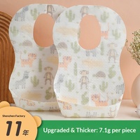 Bavoirs jetables en tissu épaissi 7,1g, emballage individuel, en stock, pour bébés, sans lavage, pour l'alimentation et les soins des enfants
