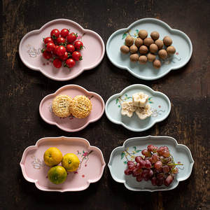 Plato de Cerámica para Frutas, Forma Irregular, Porcelana, Estilo Chino Moderno, Bandeja para Té, Aperitivos y Postres, para Bodas y Eventos - Product Image 3
