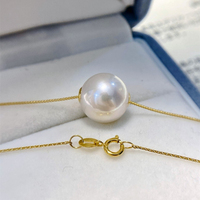 Collier de chaîne de queue de renard de haute qualité 18k or massif 10-11mm rond blanc naturel Edison pendentif perle d'eau douce