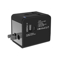 Hepsi Bir Arada Evrensel Seyahat Güç Adaptörü, 2 USB 1 Tip-C Hızlı Şarjlı Evrensel Priz Adaptörü