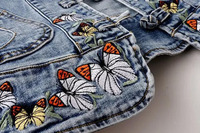 Nouvelle veste en jean brodée pour femme, style printemps, coupe courte, cardigan, manteau de cow-boy, style chinois, veste en jean basique pour femme