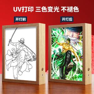 Lampe décorative LED Luffy, peinture lumineuse, anime One Zoro, lumière tricolore, cadre photo lumineux, affiche suspendue lumineuse - Product Image 4