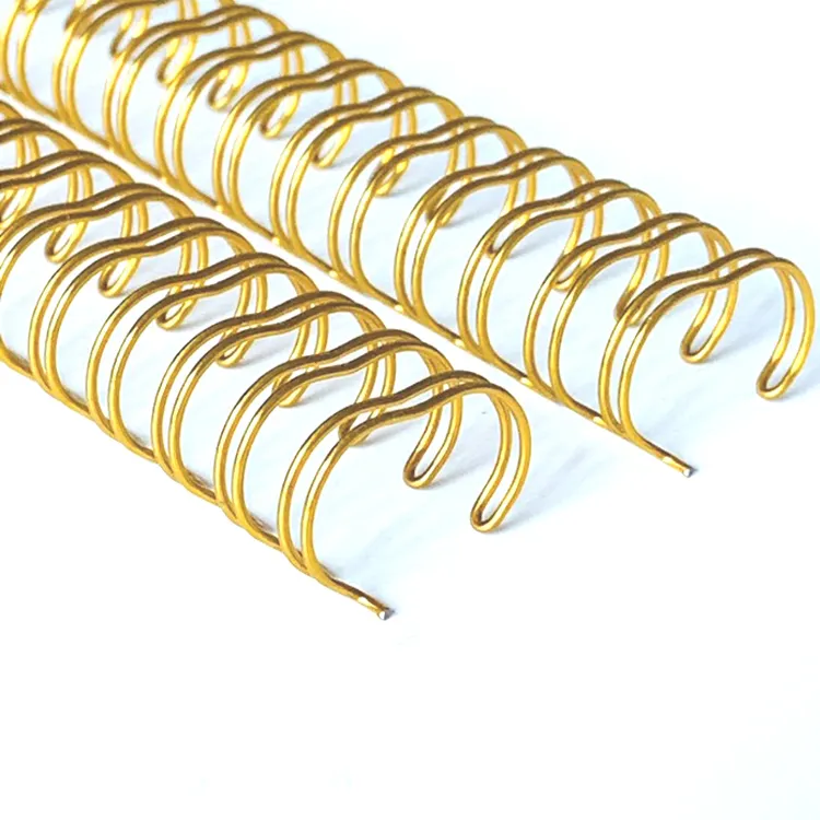 A buon mercato fabbrica oro/oro chiaro doppio filo filo bobina a spirale doppio anello libro legante fili 2:1 passo