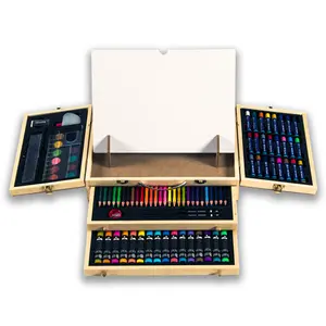 NEU Professional Art Set 113 Stück Deluxe Art Set in Holze tui zum Malen & Zeichnen Set Professional Kids Art Kit