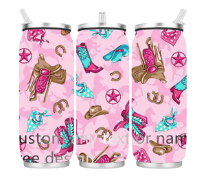 Bouteille d'eau sous vide avec paille Design créatif Western Boot Scootin Cowgirl sans couture Sublimation DIY Soda <span class=keywords><strong>Cola</strong></span> Can Shape Tumbler - Product Image 1