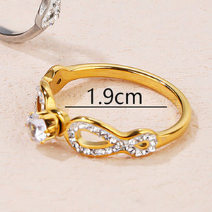 Bague de couple au design original en acier inoxydable avec diamant, cadeau d'anniversaire pour petite amie, bague géométrique en or rose, disponible immédiatement - Product Image 2