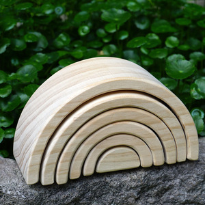 Wood <strong>Rainbow</strong> <strong>Stacker</strong> <strong>Stacking</strong> Dolls Games Kids Creative Building <strong>Blocks</strong> Montessori Educational Wooden Toy - Product Image 1