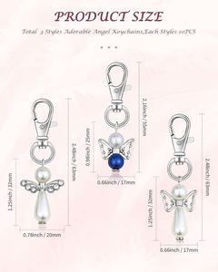 Porte-clés en gros avec pierre de naissance et ange gardien, idéal pour les mariages, baptêmes, baby showers, cadeaux de bénédiction, prêts à expédier (RTS) - Product Image 2