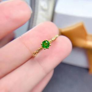 925スターリングシルバー製 調整可能 ウェディング/婚約/プロミスリング ジェムストーンリング 女の子向け クラシックスタイル ディオプサイドメインストーン パーティーに最適 お手頃価格 - Product Image 3