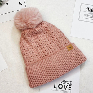 <strong>Pom</strong> <strong>Beanie</strong> Hats With <strong>Custom</strong> Logo Embroidery Knitted Winter Hats Acrylic - Product Image 3
