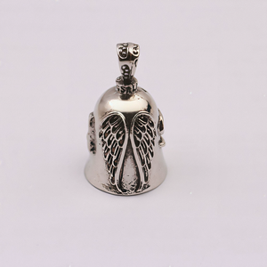 Pendentif porte-bonheur Gremlin Bell pour voiture et moto, avec ailes de plumes de squelette, ange, porte-clés, artisanat en métal, collier - Product Image 3