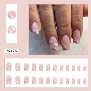 Vente chaude Ongles Artificiels Personnalisé ABS Pression Conception Paillettes Motifs En Forme De Coeur Ongles Décoratifs Ongles Portables - Product Image 2